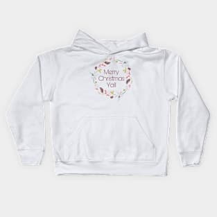 Merry Christmas Y'all Wreath Kids Hoodie